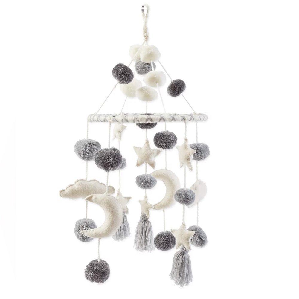 Mud Pie NWT Pom Pom Stars and Clouds Celestial Crib Mobile
